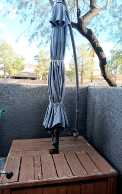 Canopy Umbrella with Wooden Base Bench