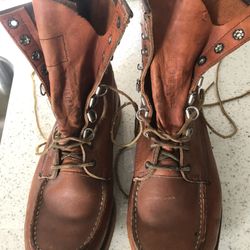 Vintage Ironworkers Red Wing Boots  877  Square Stitching   Size 10