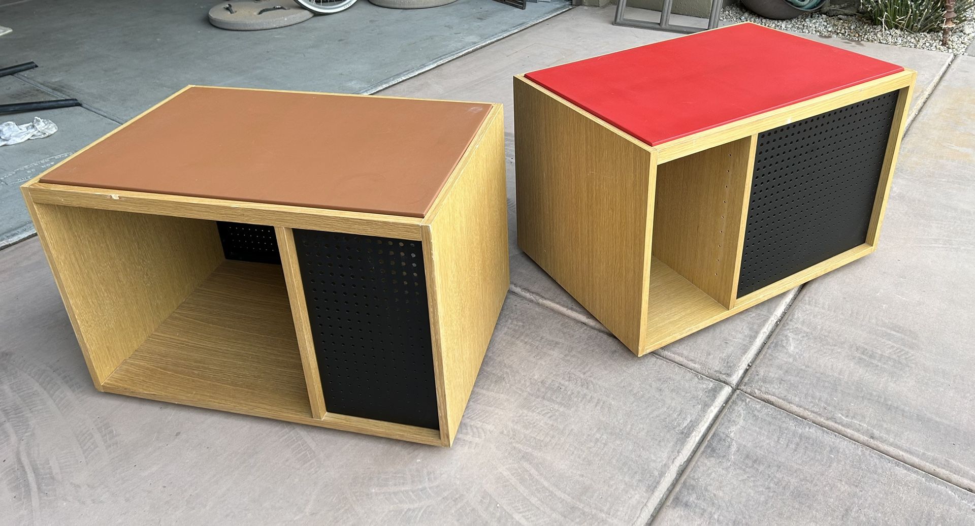 Media Table Shelf Record Storage Oak