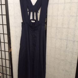 Japanese Inspired Pinafore Navy Dress