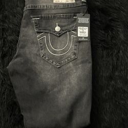 True Religion Jeans Grey With White Stitching  