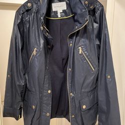 Navy blue Raincoat with fold-up bag