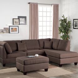Brown Sofa Sectional w/ Ottoman 