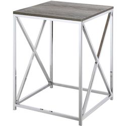 Modern New in Box Weathered Gray/Chrome End Table/Nightstand/Side Table