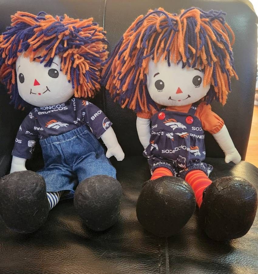 Raggedy Ann and Andy Denver Broncos Dolls