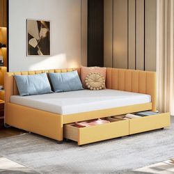 Divita Full Size Upholstered Daybed with 2 Storage Drawers