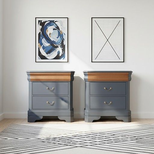 Set Of 2 Oversized Nightstands In Polo Blue 28x28x18