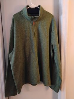 Men’s Green Quarter-Zip Pullover Sweater