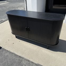 Sideboard Tambour Storage Black Cabinet
