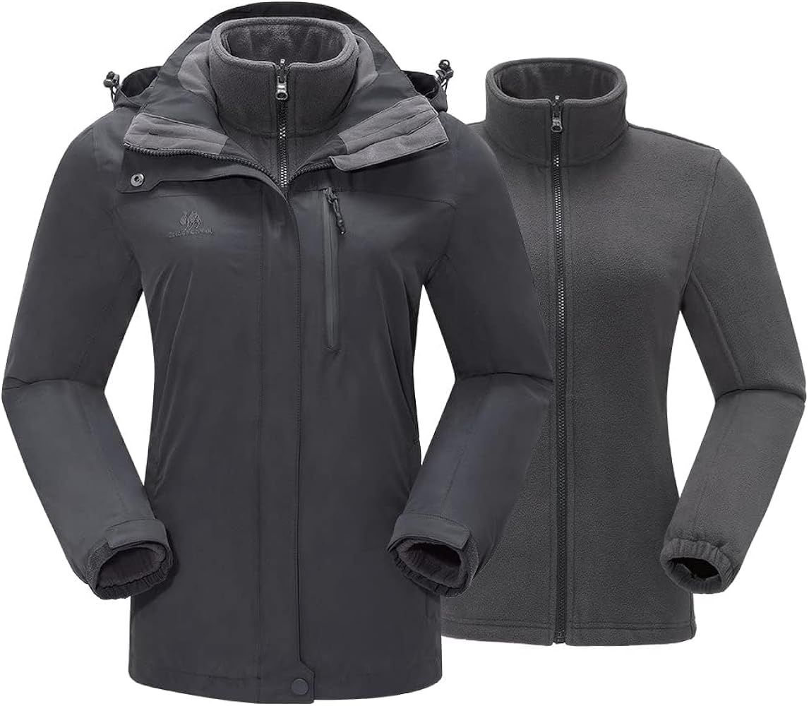 CAMEL CROWN Women's Waterproof Ski Jacket 3 in 1 Winter Coat