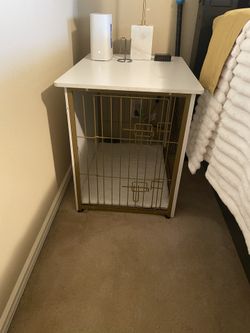 NEW! White And Gold Dog Crate End Tables Set of 2
