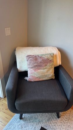 Dark Gray Mid-Century Modern Accent Chair