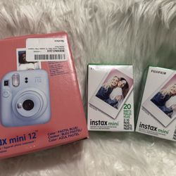Fujifilm Instax Mini 12 Instant Film Camera - Pastel Blue w/ INSTANT FILM 