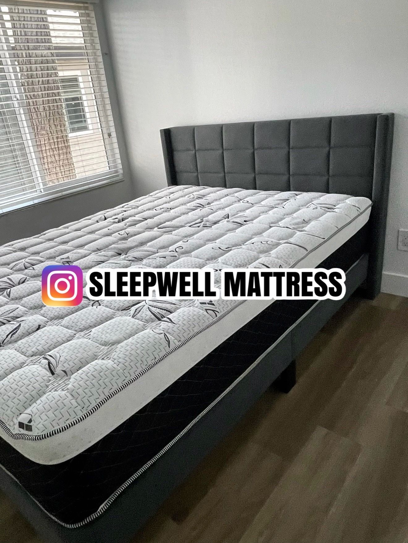 New Queen bed frame with mattress