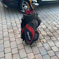 Top Flite Golf Bag With Various Clubs 