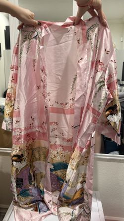 100% Real Silk Robe Japanese Style Pink