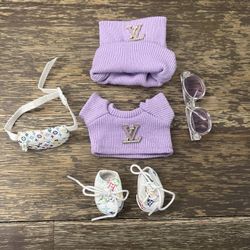 Stylish Labubu Outfit with Shoes, Crossbody Bag and matching Glasses ( Bundle)