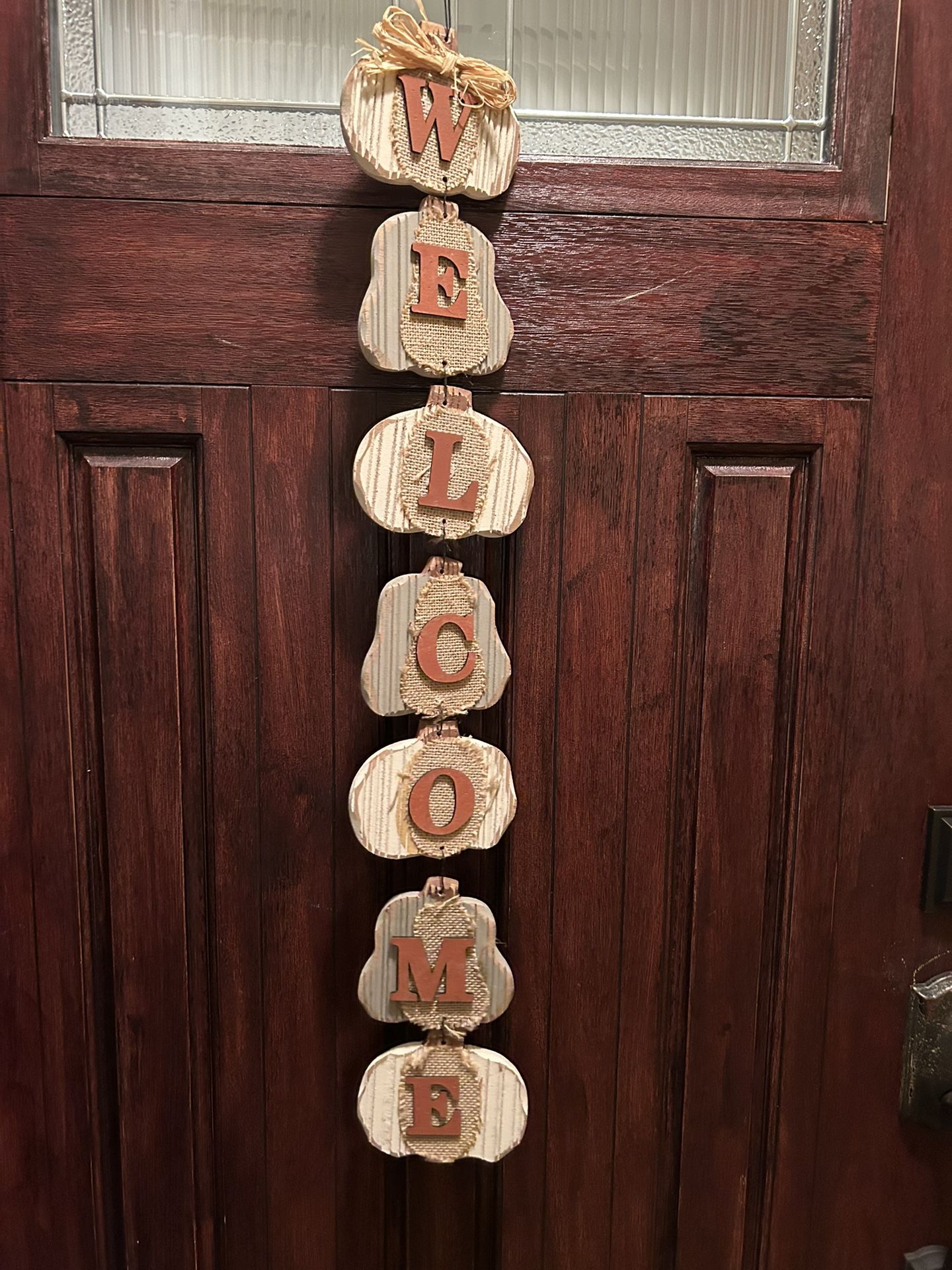 WELCOME hanging door sign Rustic farmhouse design Smoke free home Make an offer Reasonable offers considered