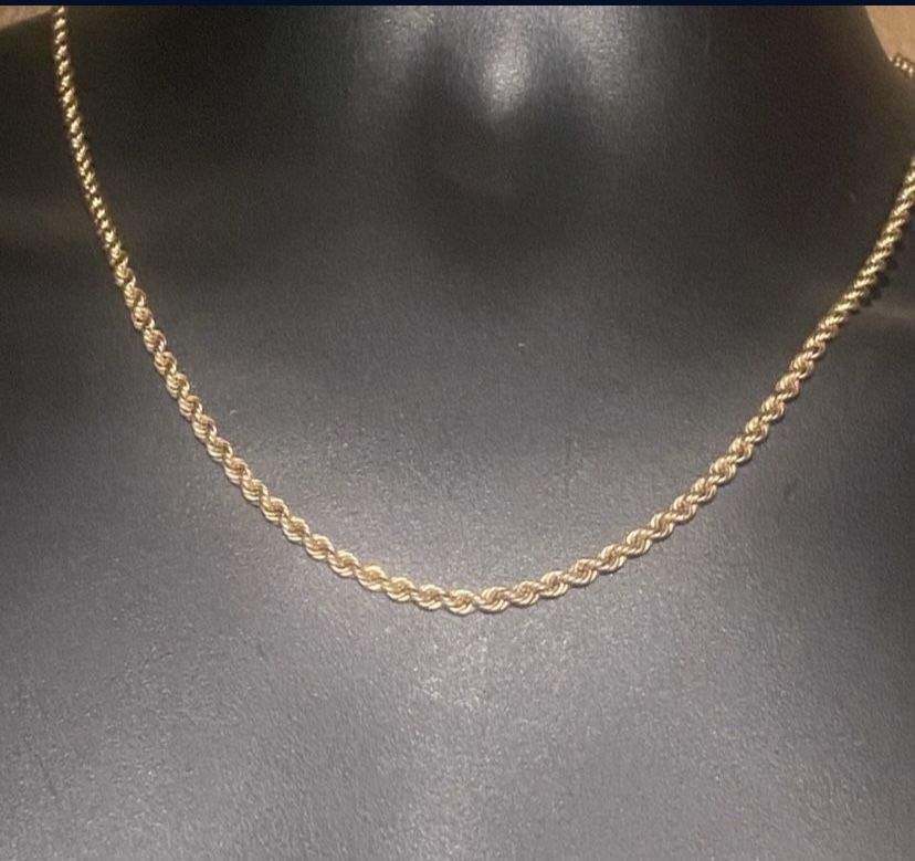 20 Inch 3.5 Mm Diamond Cut Semi Hollow Rope Necklace 5.25 G