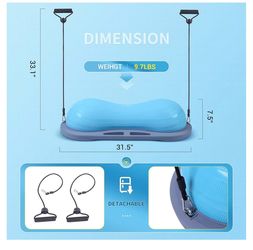 Nice C Balance Ball, Half Ball, Balance Ball, Exercise Workout Trainer, with Resistant Band, Strength Fitness Yoga with Bonus Foot Pump NICE