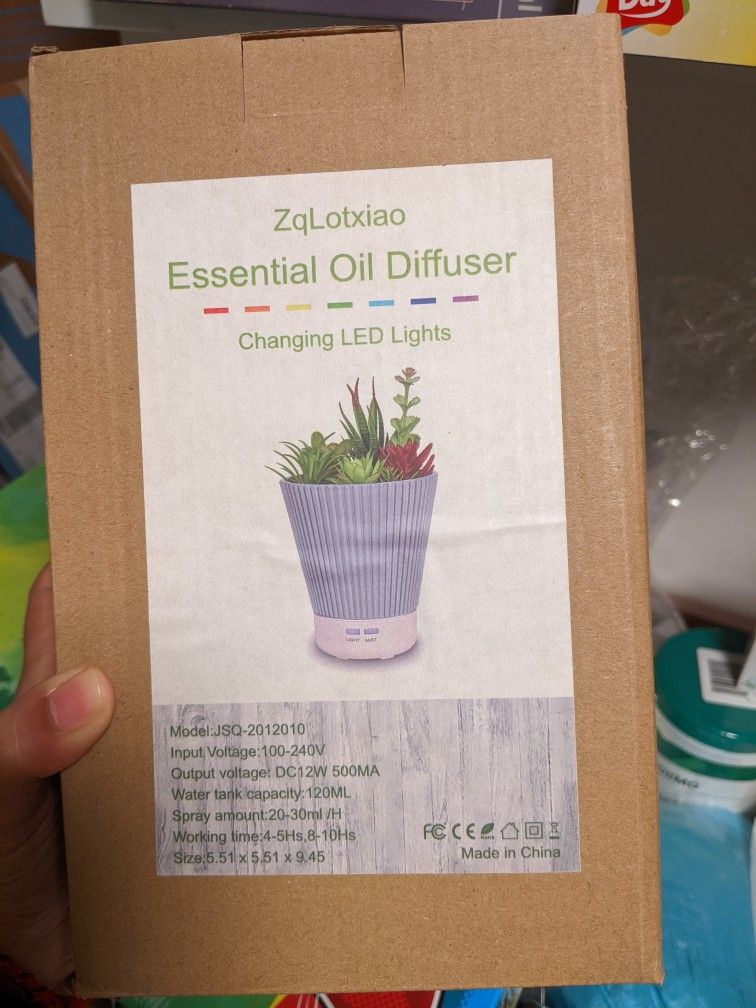 Beautiful Artificial Flower Vase Essential Oil Diffuser With Color Changing Lights- New