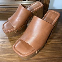 The Drop Millie Platform Mules - Cognac Brown Heels Size 6 – NEW in Box!