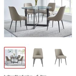 Olsen Glass top And Deep Brown Wooden With Fabric Chair