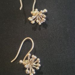 Unique Silver Tone Firework Style Dangle Earrings! 