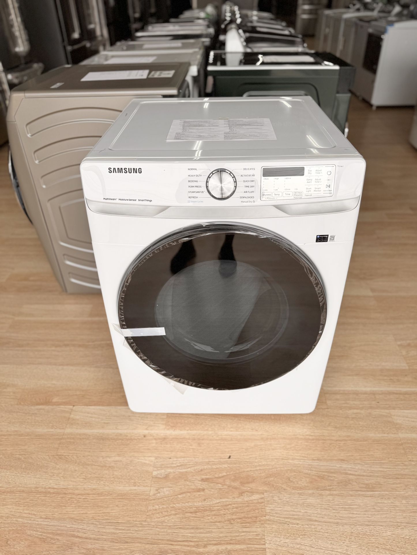 Brand-New Samsung - 7.5 Cu. Ft. Stackable Smart Gas Dryer with Steam Sanitize+ - White Model: DVG45B6300W