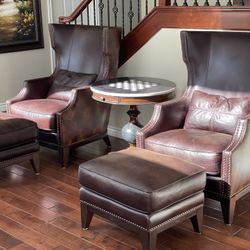 Brown Chairs And Brown Ottoman 