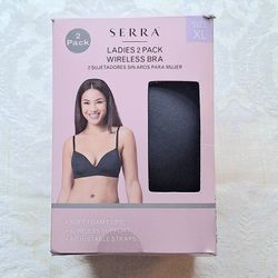 2 pack black Wireless Bras, soft foam cups, adjustable straps & back closure, XL