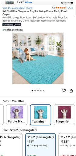 Rugs for Living Room 5x8, Alfombras para Salas Shag Large Plush Soft Area Rug, Shaggy Carpets for Bedroom, Kids Boys Girls Home Decor Aesthetic(Teal B