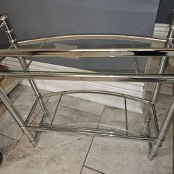 Chrome and Glass 2-Tier Shelf Unit