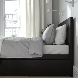 Queen Bed With Mattress + Storage + Bed Side Table