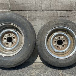 Two Chrome Reverse 14-inch Steel Wheels 5x4.5 inch 