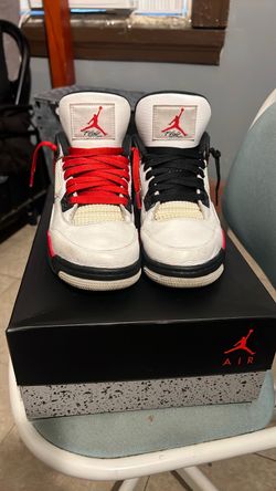 Air Jordan 4 White Black Red Sneakers