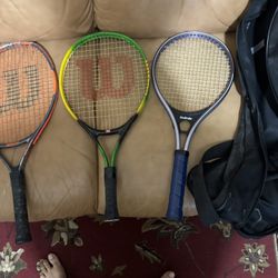 Wilson Tennis Rackets Set Of 4 with bag