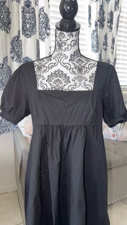 Black Square Neck Babydoll Dress