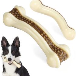 Dog Chew Toys for Aggressive Chewers, Real Beef Flavor Durable Dog Teething Chew Toys, Indestructible Dog Toys Bone for Large/Medium Puppy