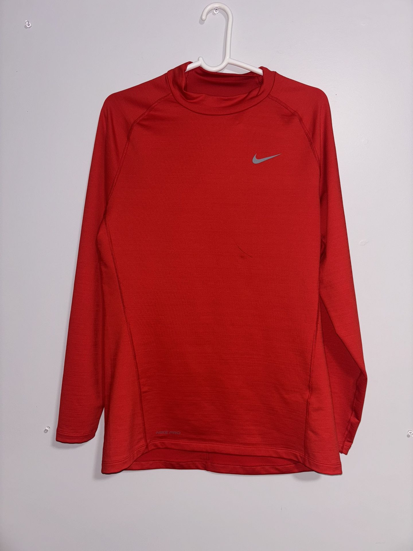 Nike Therma-Fit Shirt Large Men Red Black Long Sleeve Running Training Exercise