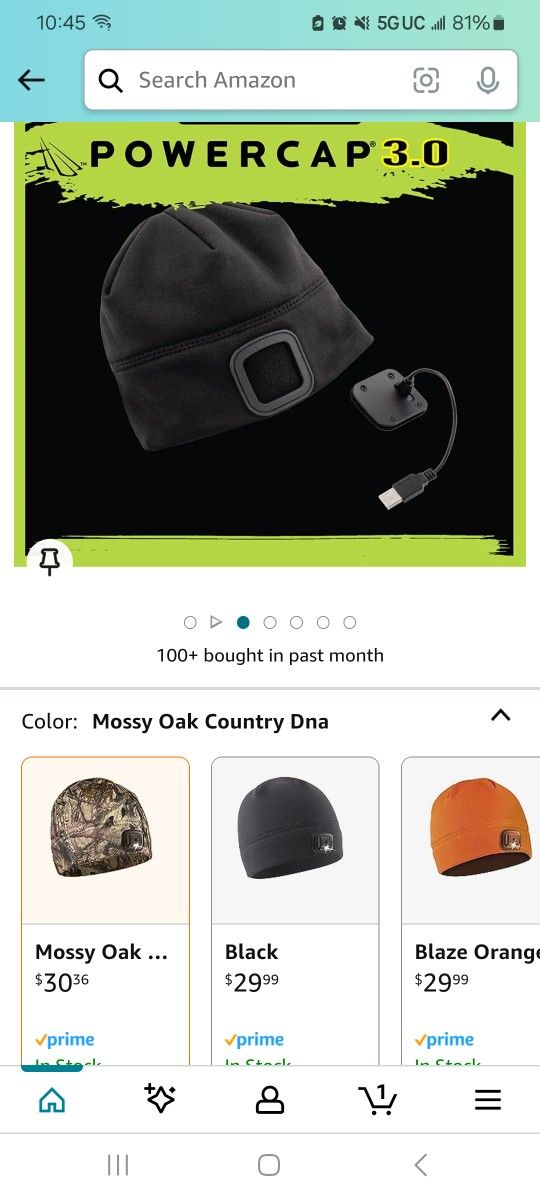 Panther Vision POWERCAP 3.0 USB Rechargeable Headlamp LED Beanie Ultra-Bright Hands Free LED Lighted Cap