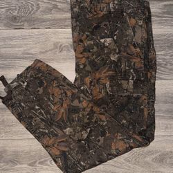 American Eagle Flex Lived-In Cargo Pants in a tree camouflage print.