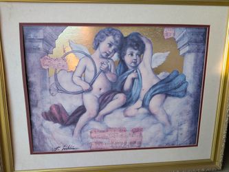 "Cherubs at Play" framed art.