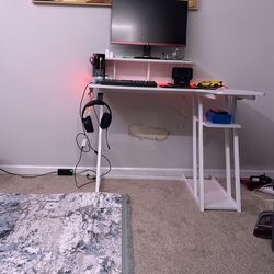 L  shaped white gaming desk