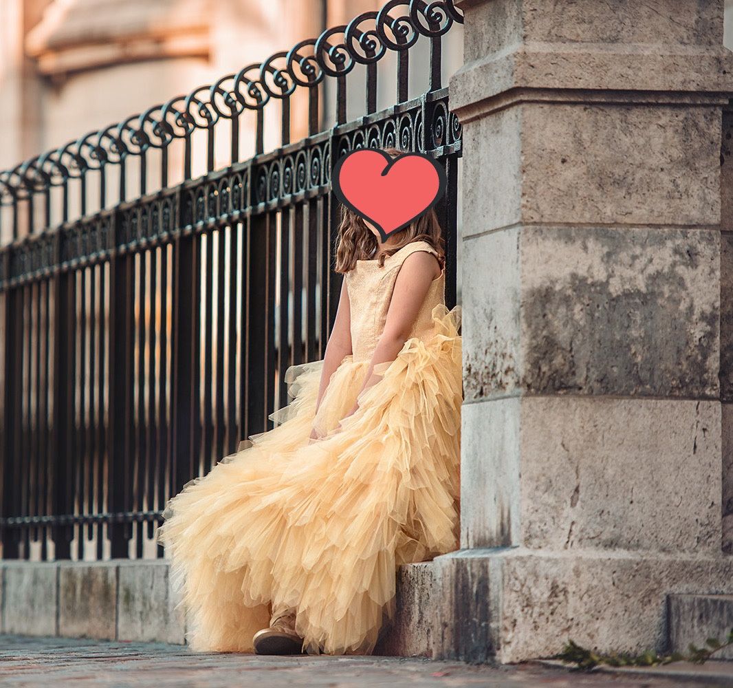 Paris photoshoot princess dress flower girl special occasion Parisian gold