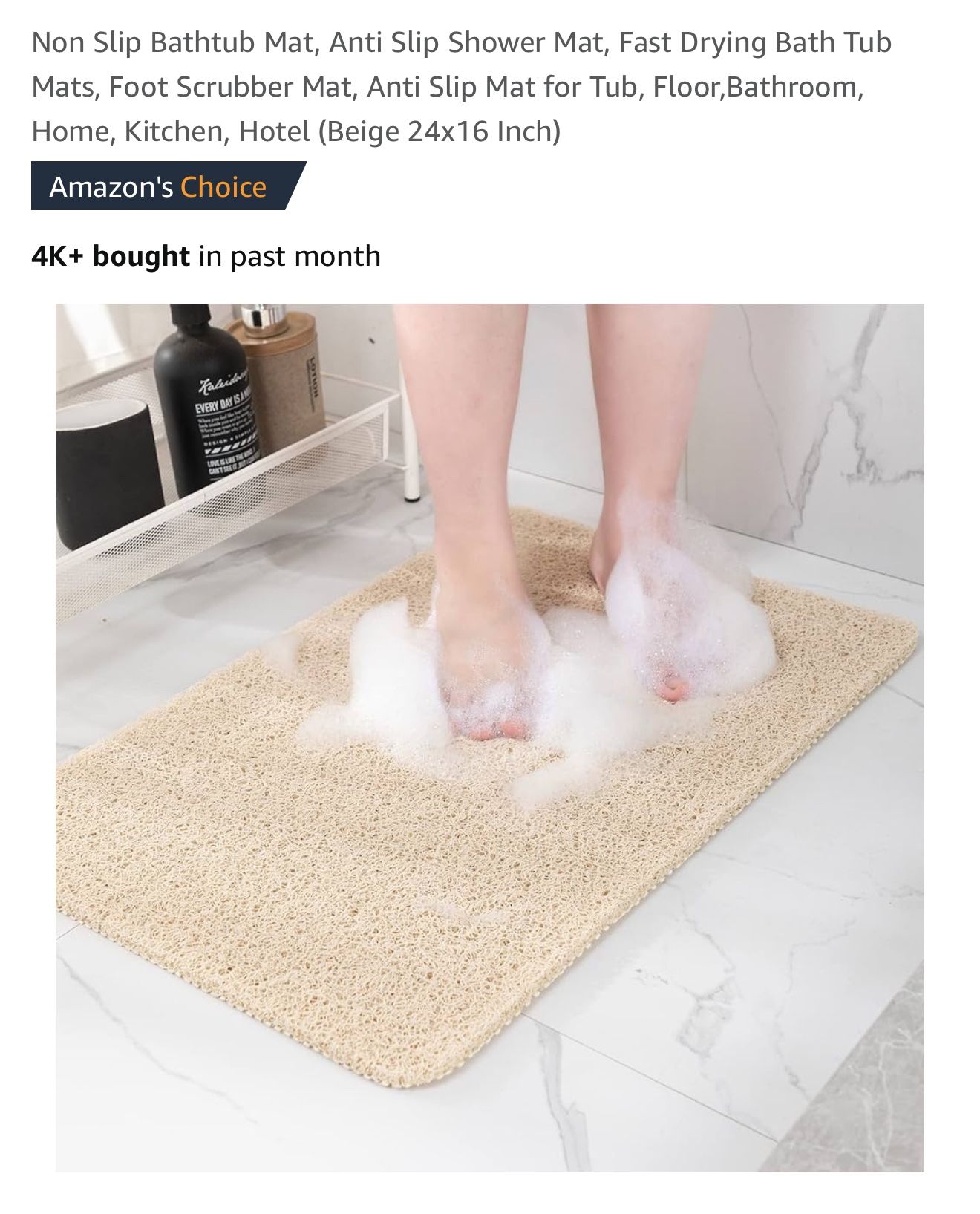 Non Slip Bathtub Mat, Anti Slip Shower Mat, Fast Drying Bath Tub Mats, Foot Scrubber Mat, Anti Slip Mat for Tub, Floor,Bathroom, Home, Kitchen, Hotel
