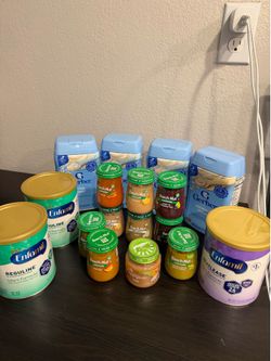 Enfamil formula, baby jar food, gerber cereal
