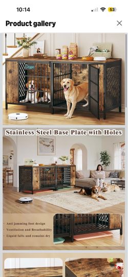 63" Large Double Dog Kennel Furniture for 2 Dogs