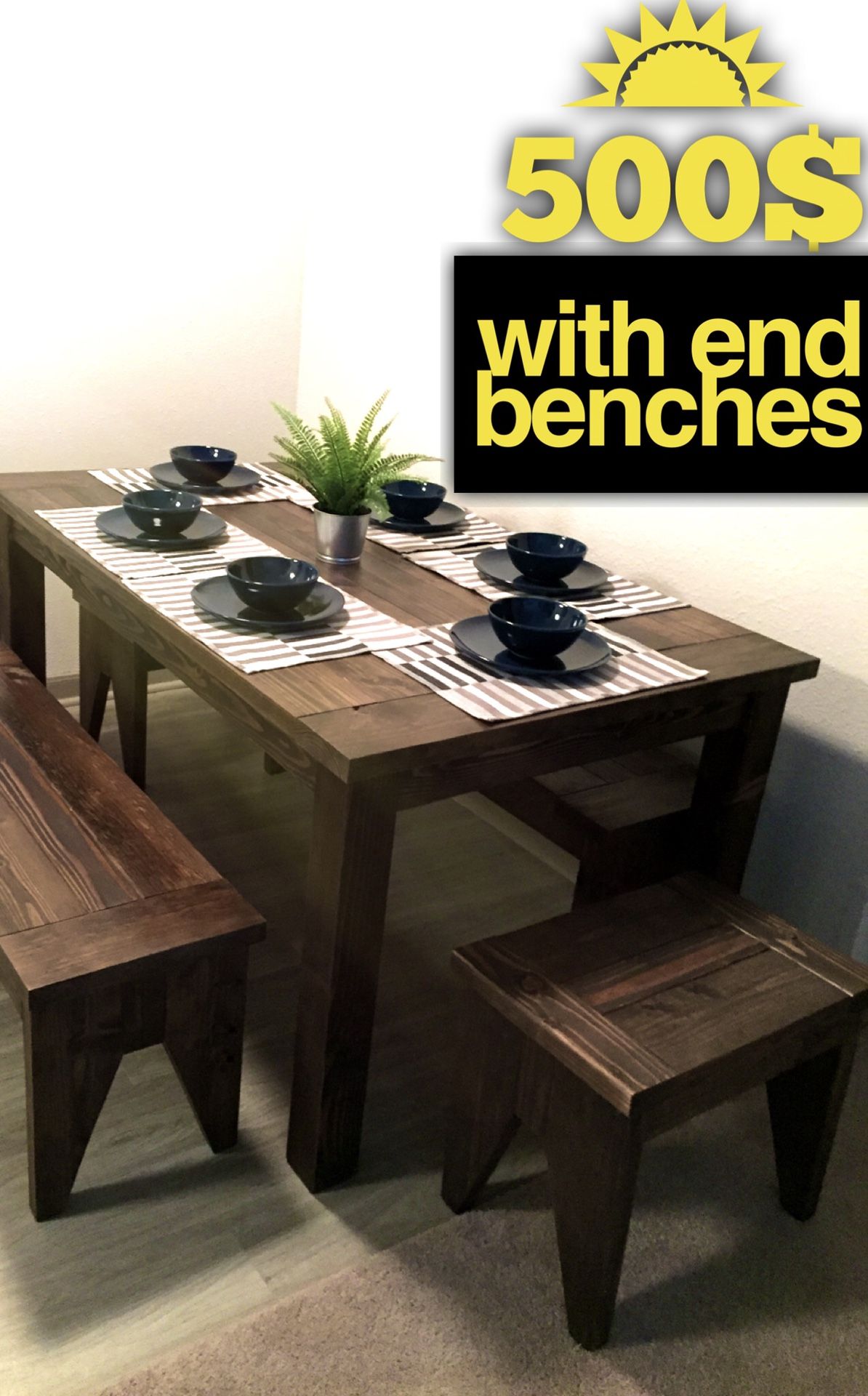 RUSTIC DINNER TABLE BENCHES: PATIO FURNITURE DINETTE ANTIQUE DINING STOOL COFFEE END NIGHT TV STAND DESK MESA SILLA SHELVES BOOKSHELF SHELF BED FRAME