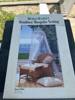 World Market Mombasa Mosquito Netting Sheer White Bed Patio Outdoor Camping NEW